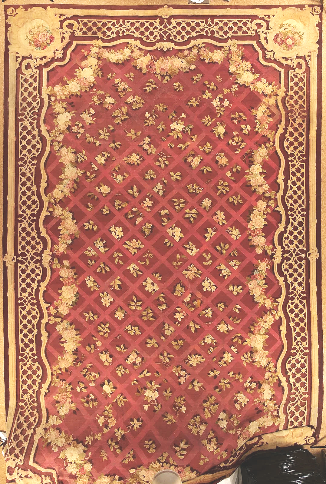 Mansion-Size -Antique-French-Aubusson-Carpet-