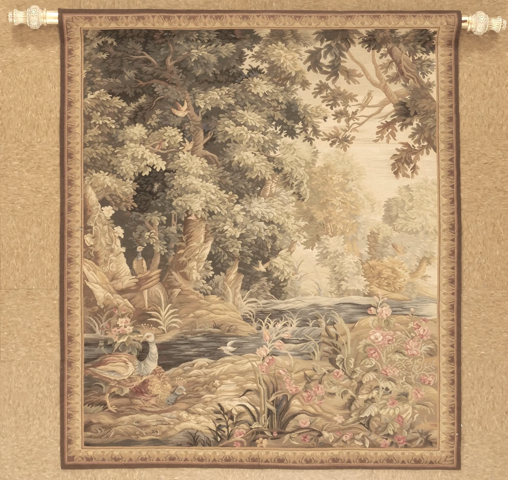 Handwoven woolen European Tapestry Featuring A Landscape Scene