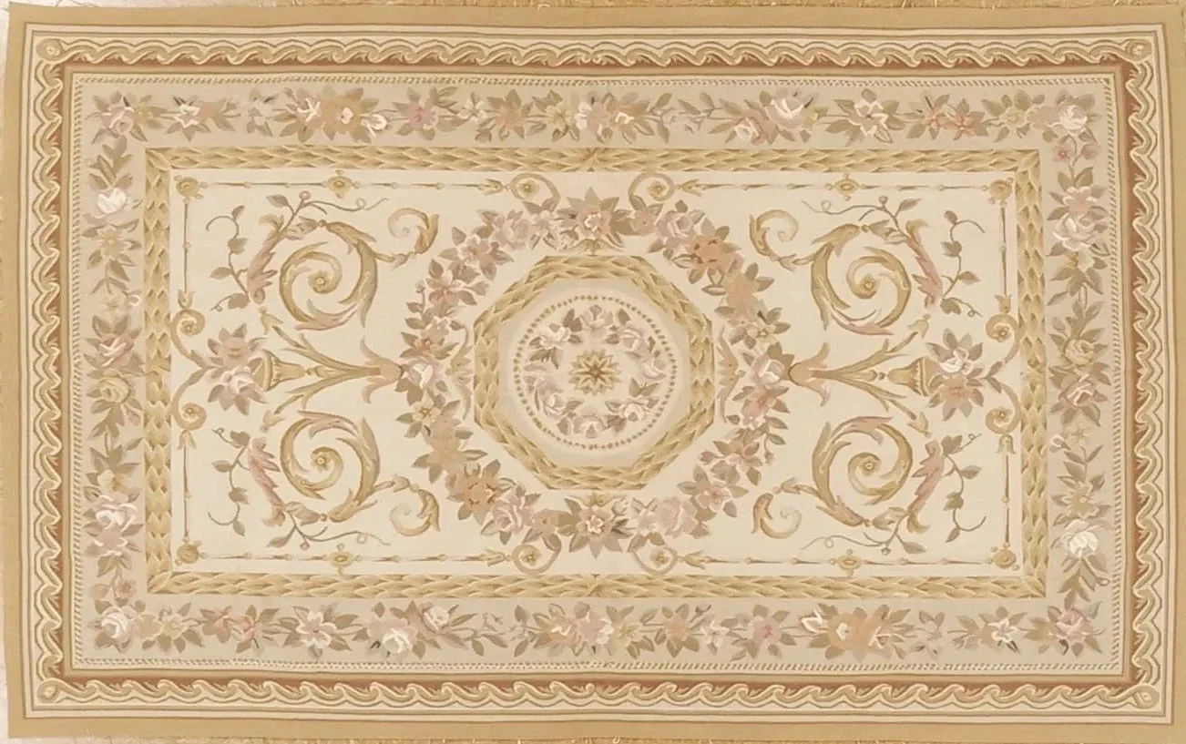 Pastel, woolen Aubusson carpet