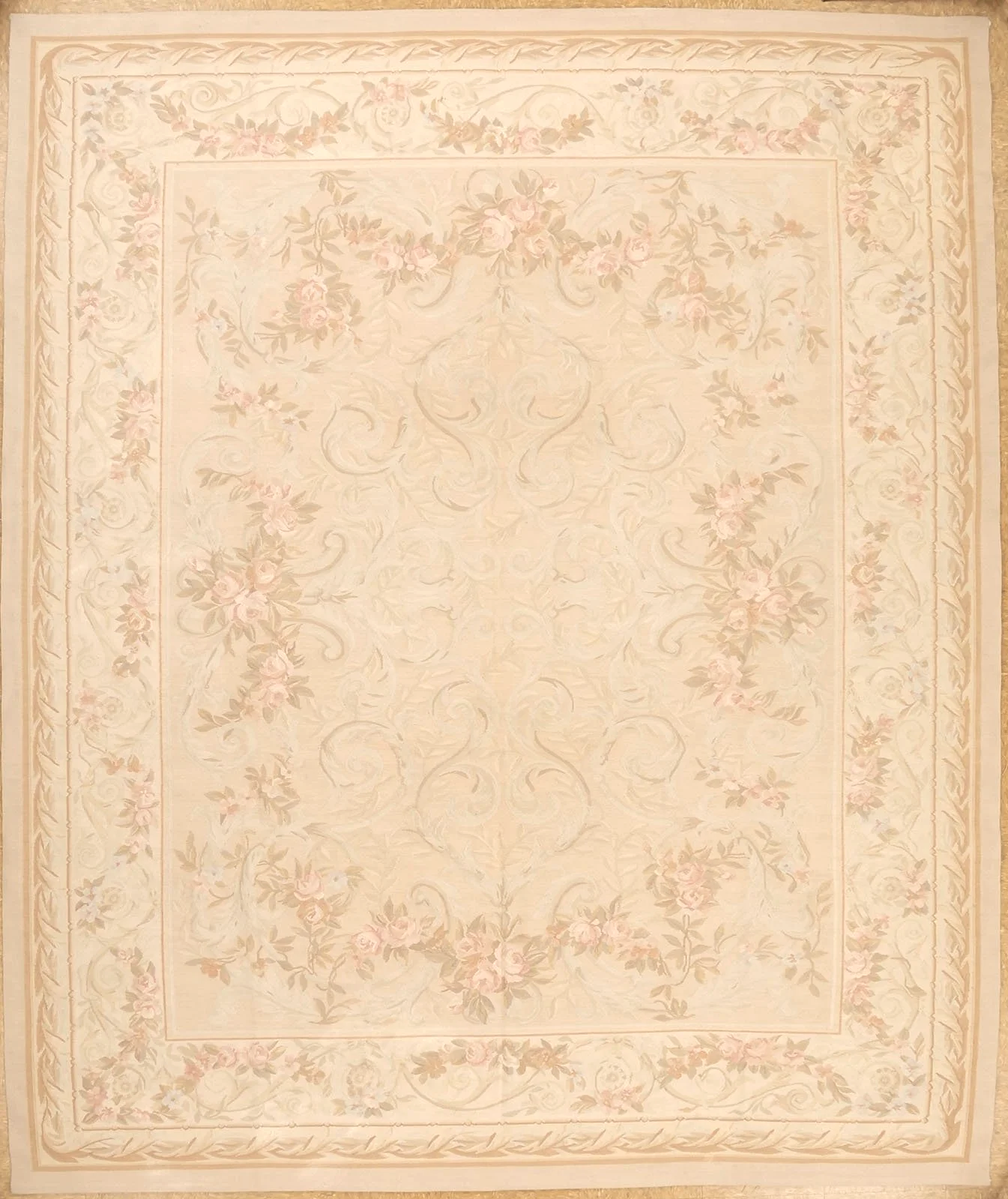 8.2 x 9.8 Soft Peach Aubusson Carpet 193-P