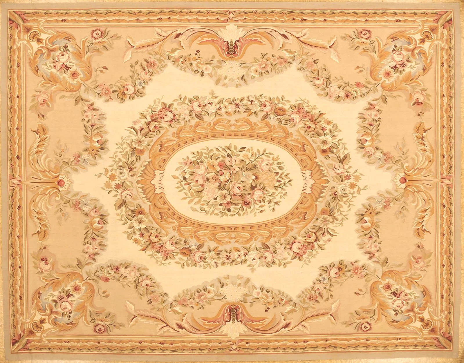 7.11 x 10.2 handwoven woolen new aubusson carpet