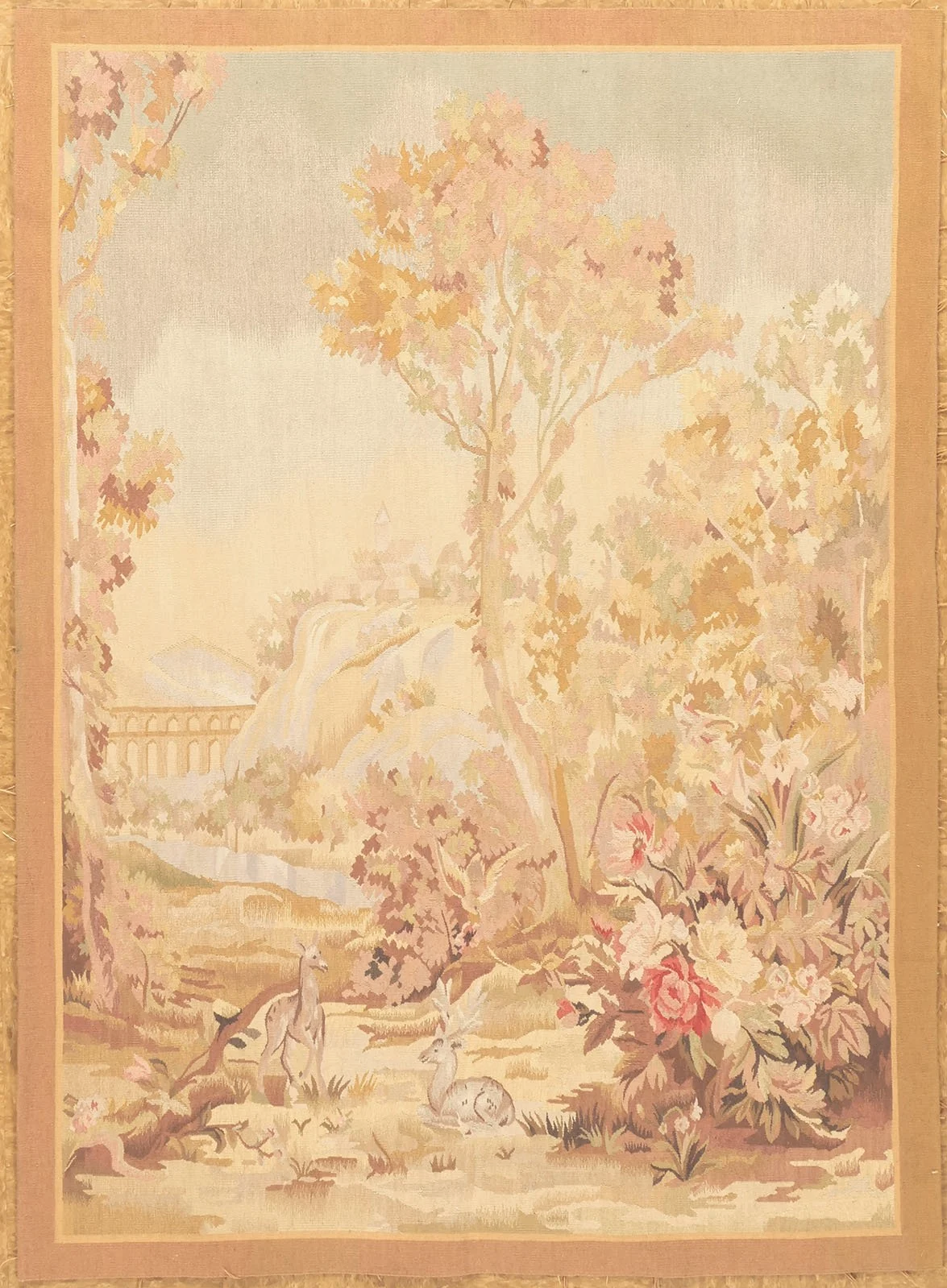pastel hand woven tapestry landscape scene