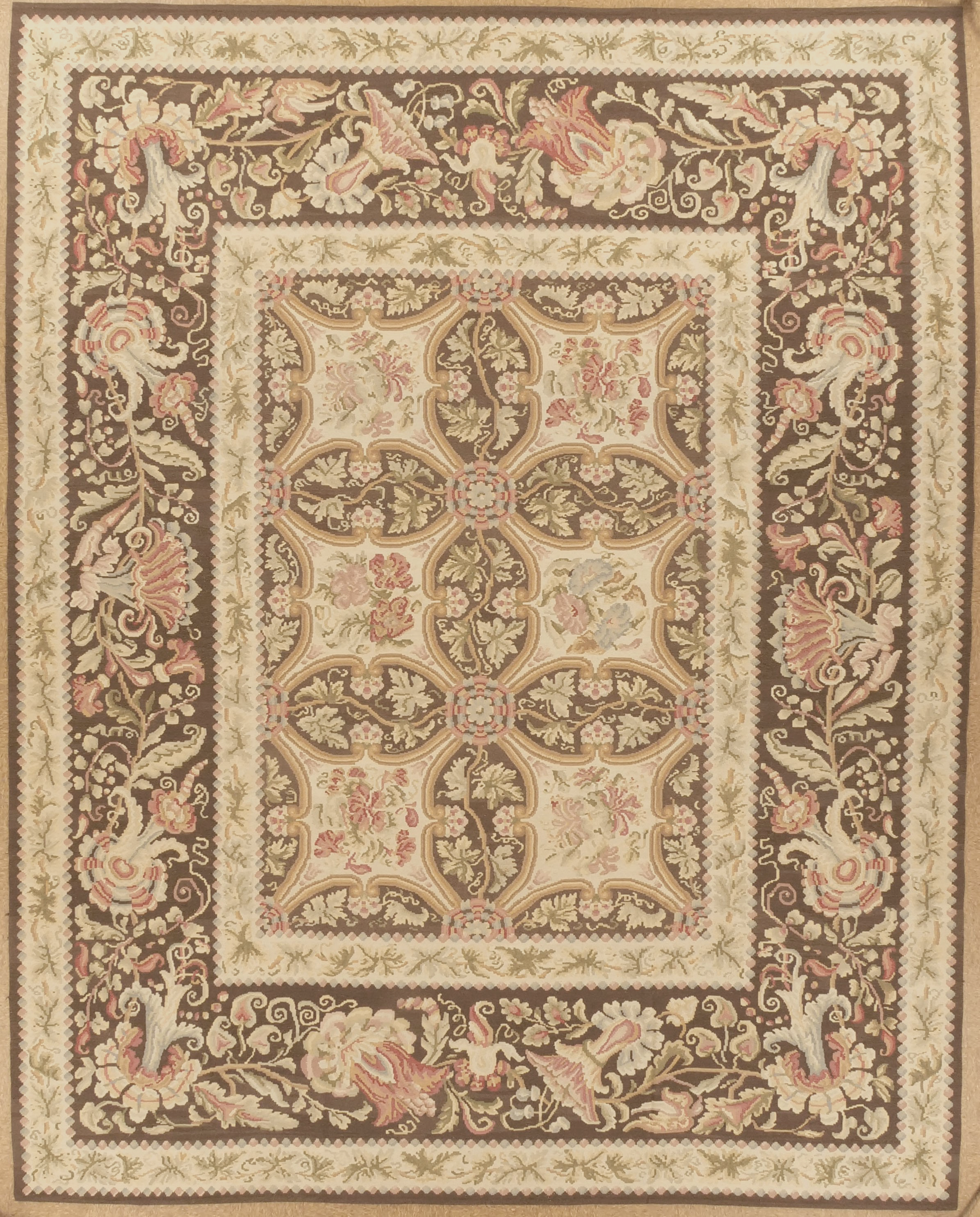 Lite brown-Bessarabian-aubusson-carpet-size-13.1 x 16.3