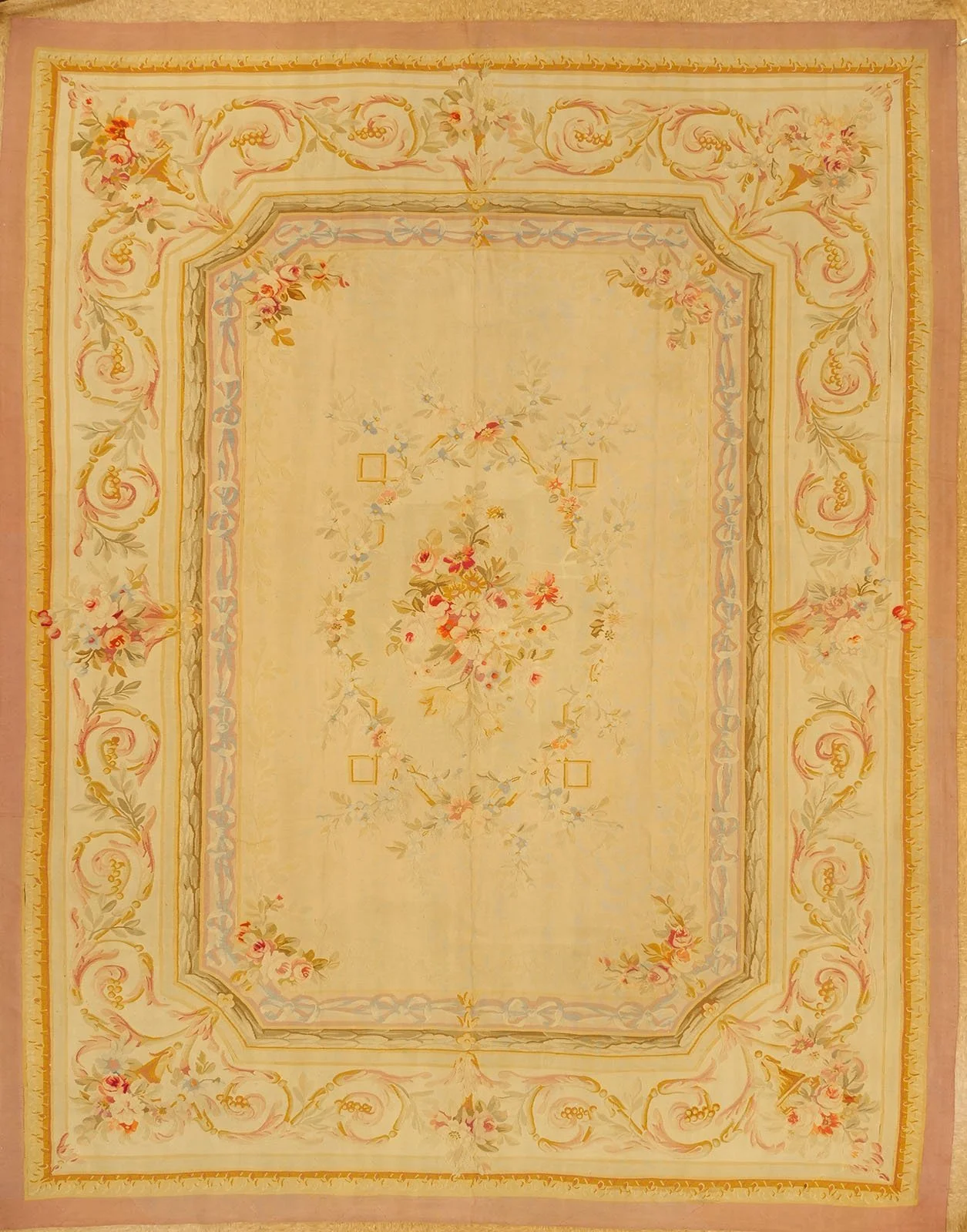 9.10 x 12.5 Antique French Aubusson Carpet 4437