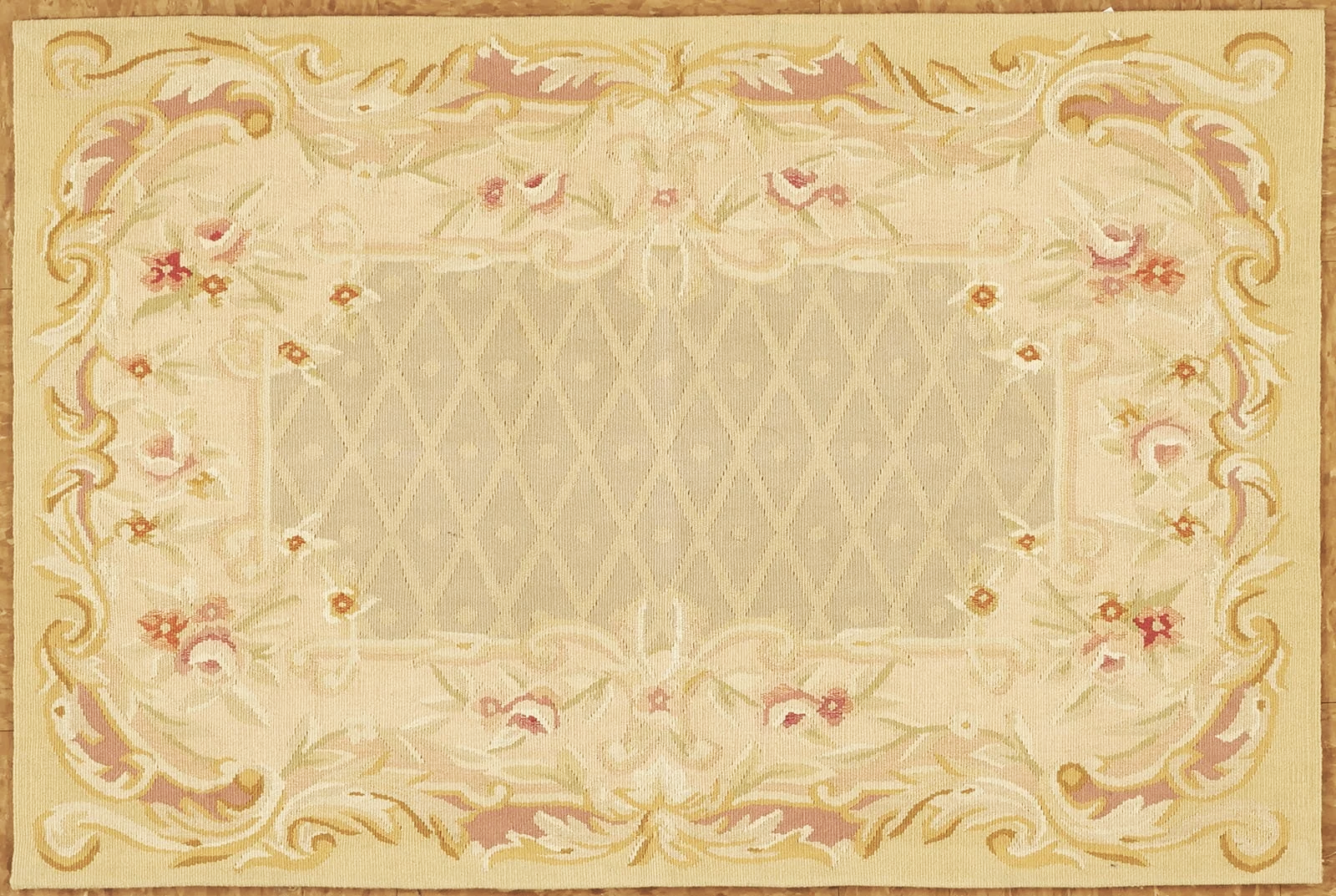 2 x 3 handwoven pastel aubusson carpet