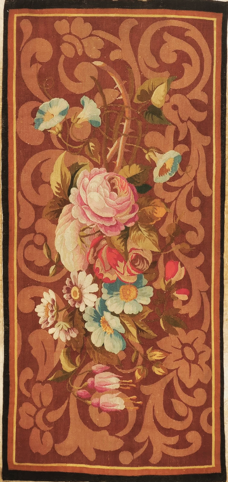 3 x 6.7 Antique French Aubusson Carpet 1237