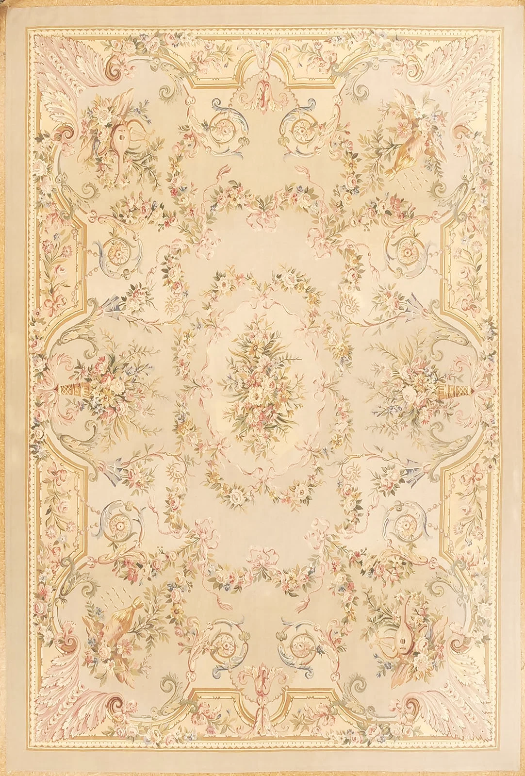 New French aubusson weave carpet, woven by hand in China size 9.11 x 14.3