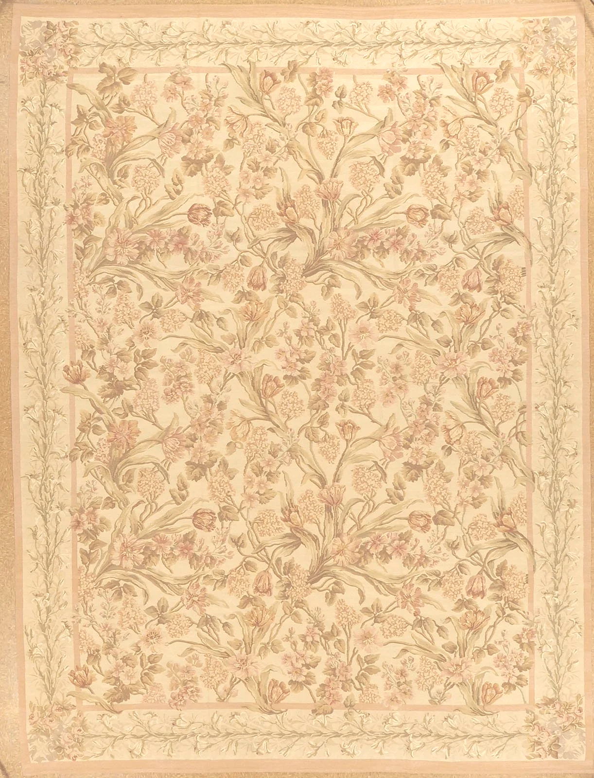 All over floral Aubusson rug in pastel shades size 11 x 14.9