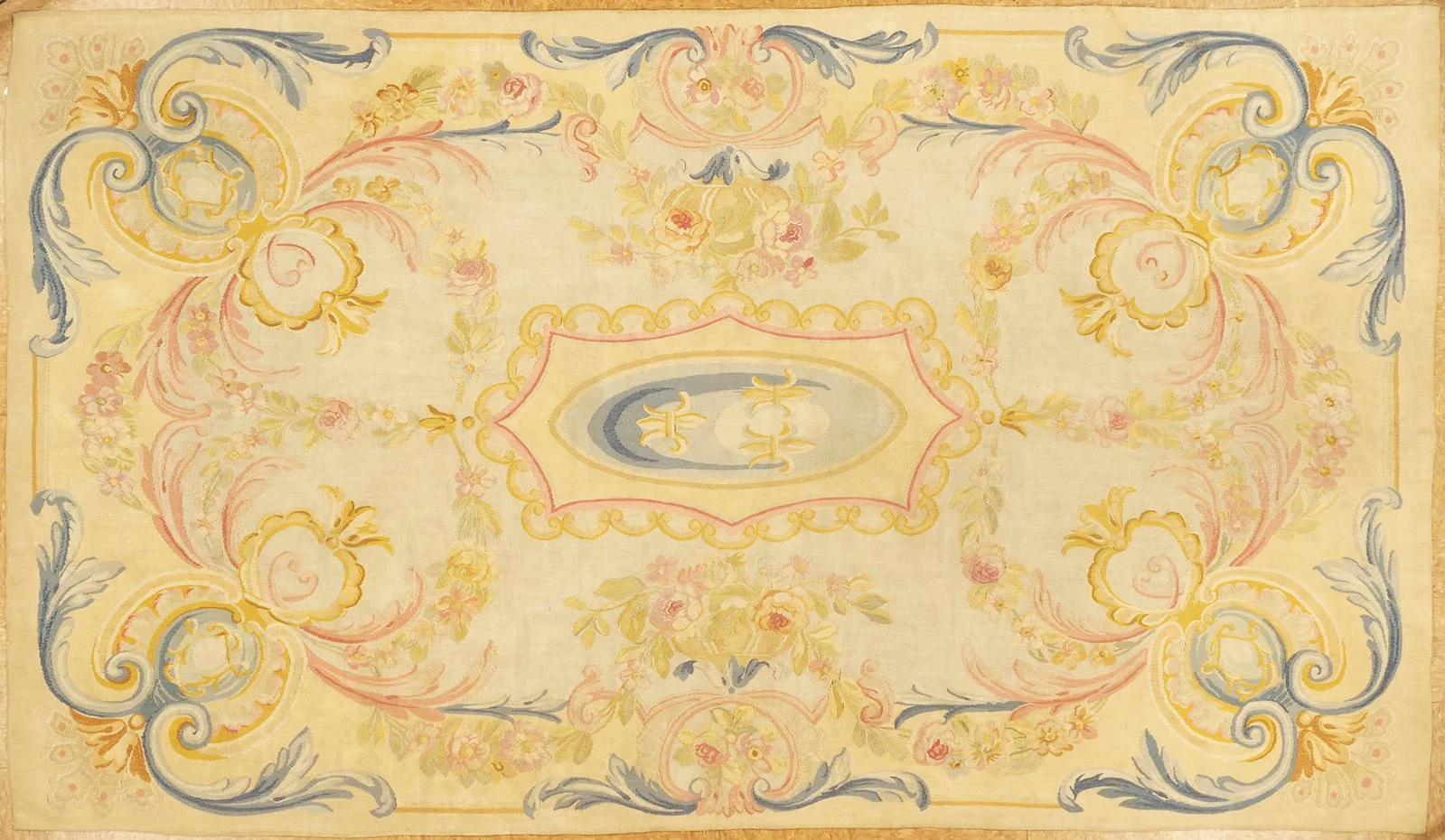 Antique Aubusson carpet from France, Entirely Handwoven