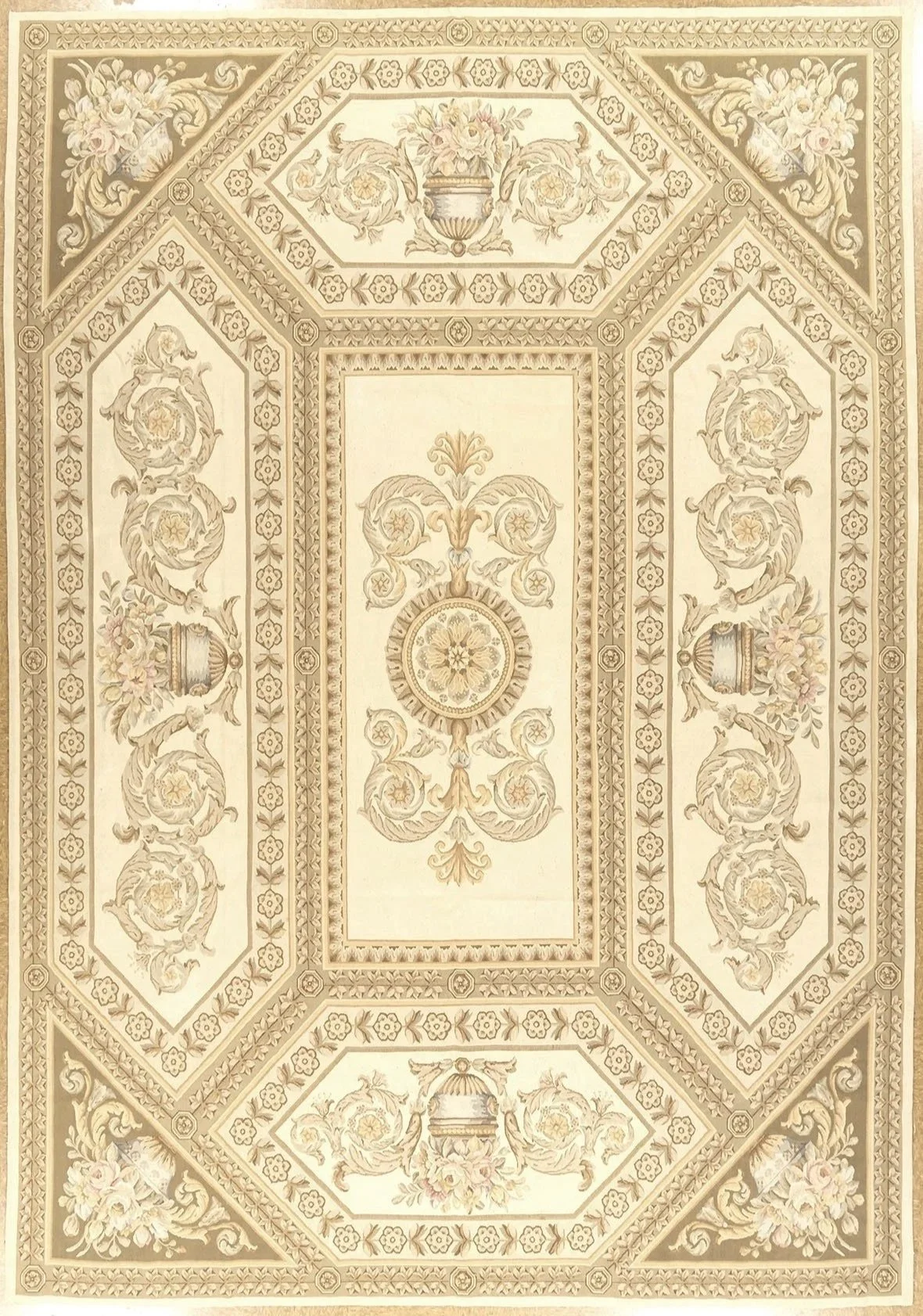 empire handwoven aubusson carpet with neoclassical design size 9.8 x 13.9