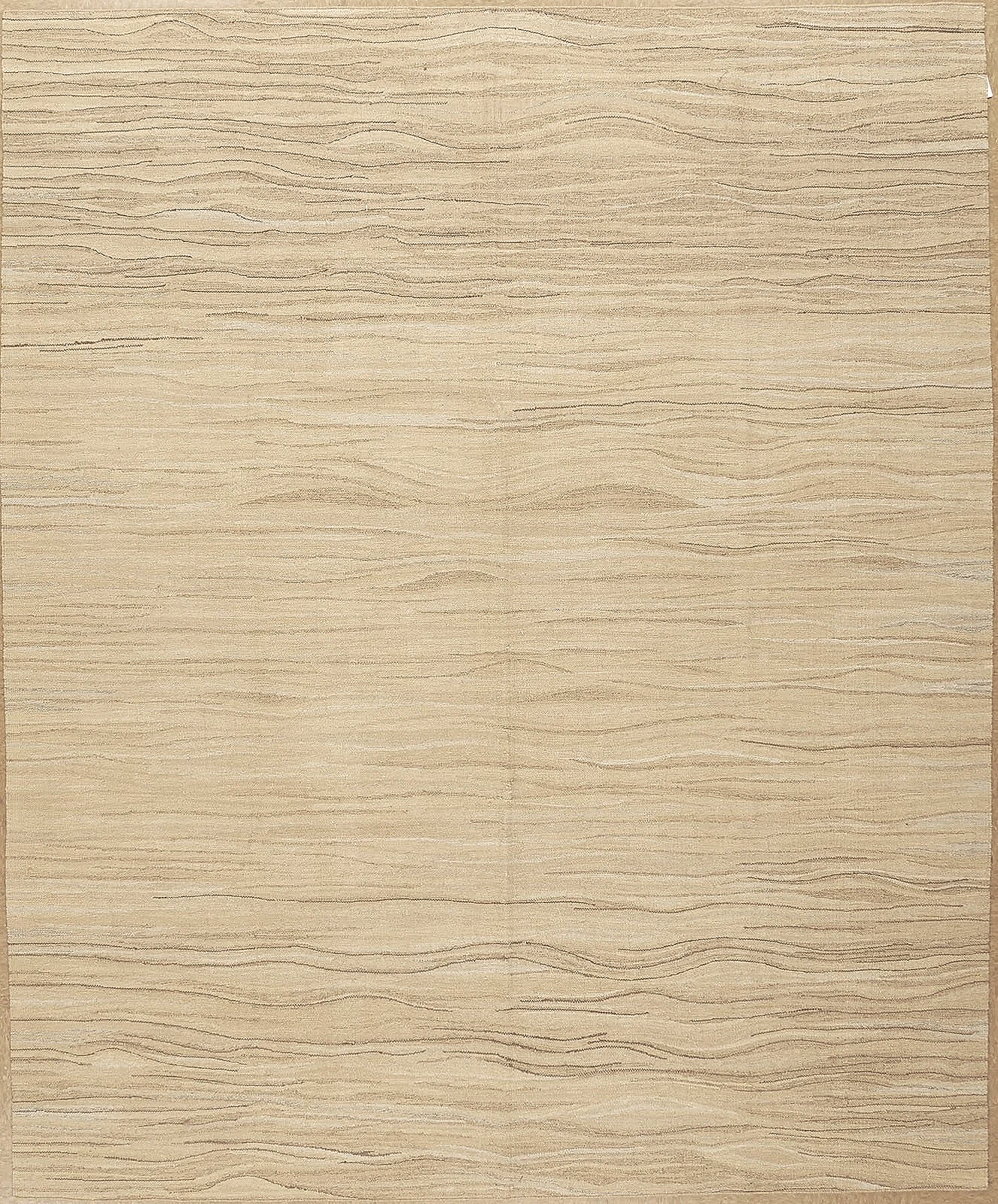 Modern Design Aubusson Carpet in Wavy Cream Colors Size 8 x 10