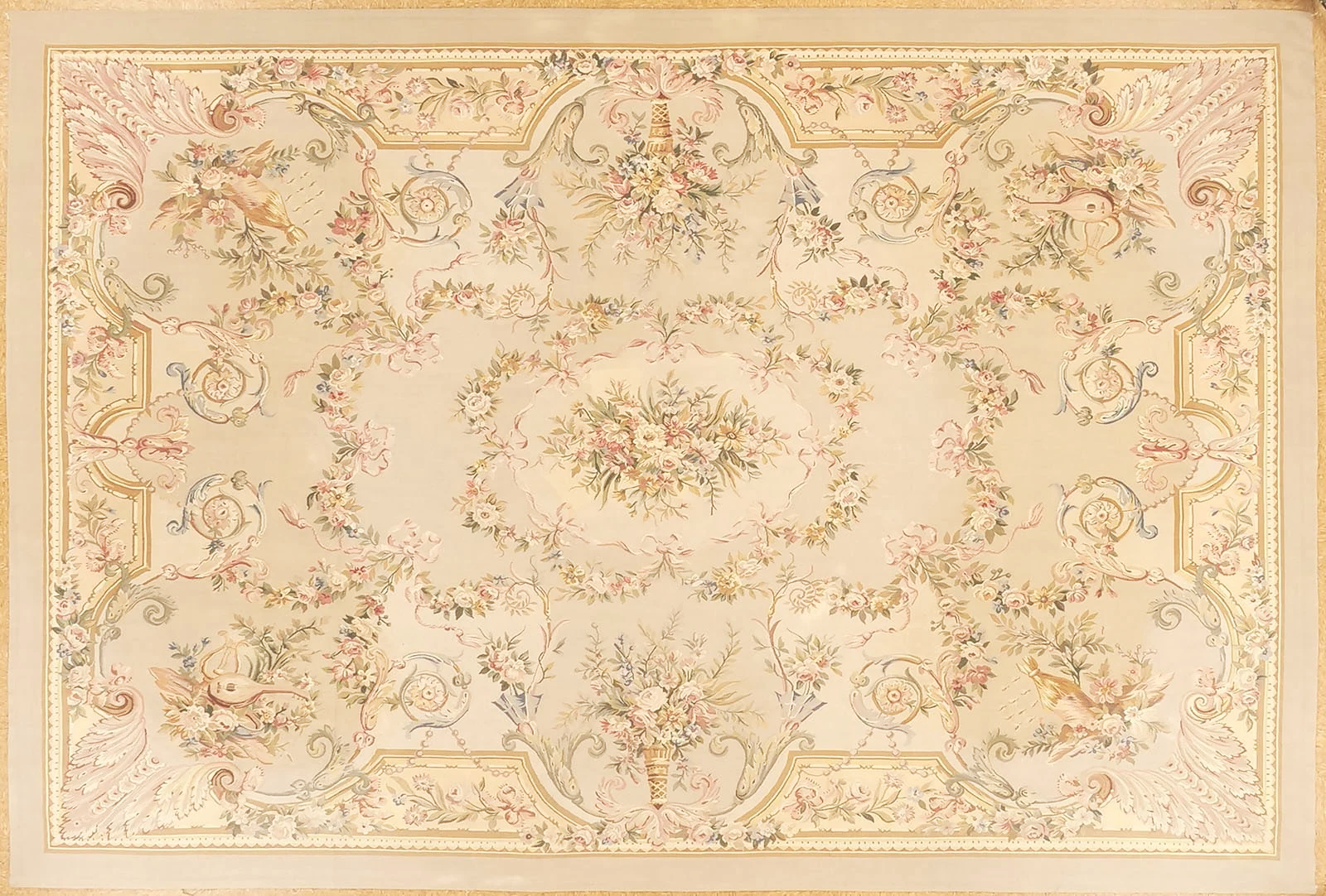 Woolen Aubusson carpet recreation featuring musical instruments size 9.11 x 14.9