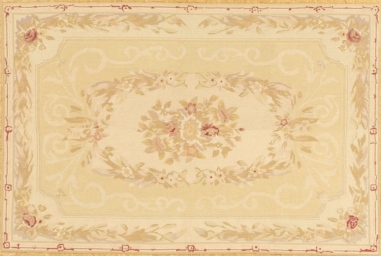 pastel aubusson design needlepoint carpet in size 4 x 5.11
