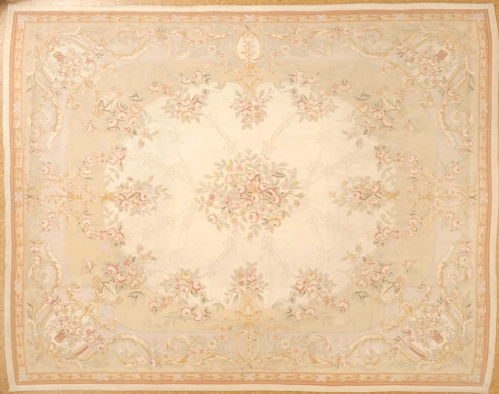 8 x 10 Aubusson carpet with classic soft medallion