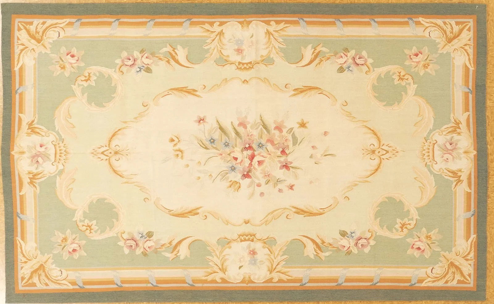 5 x 8 green aubusson rug