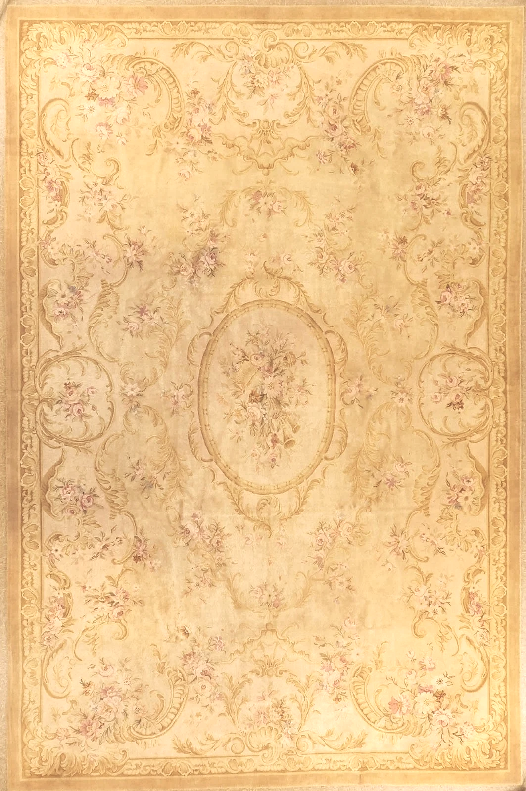 Louis Philippe Style Woolen Savonnerie Carpet Size 11.9 x 18 in Soft Antique Colors