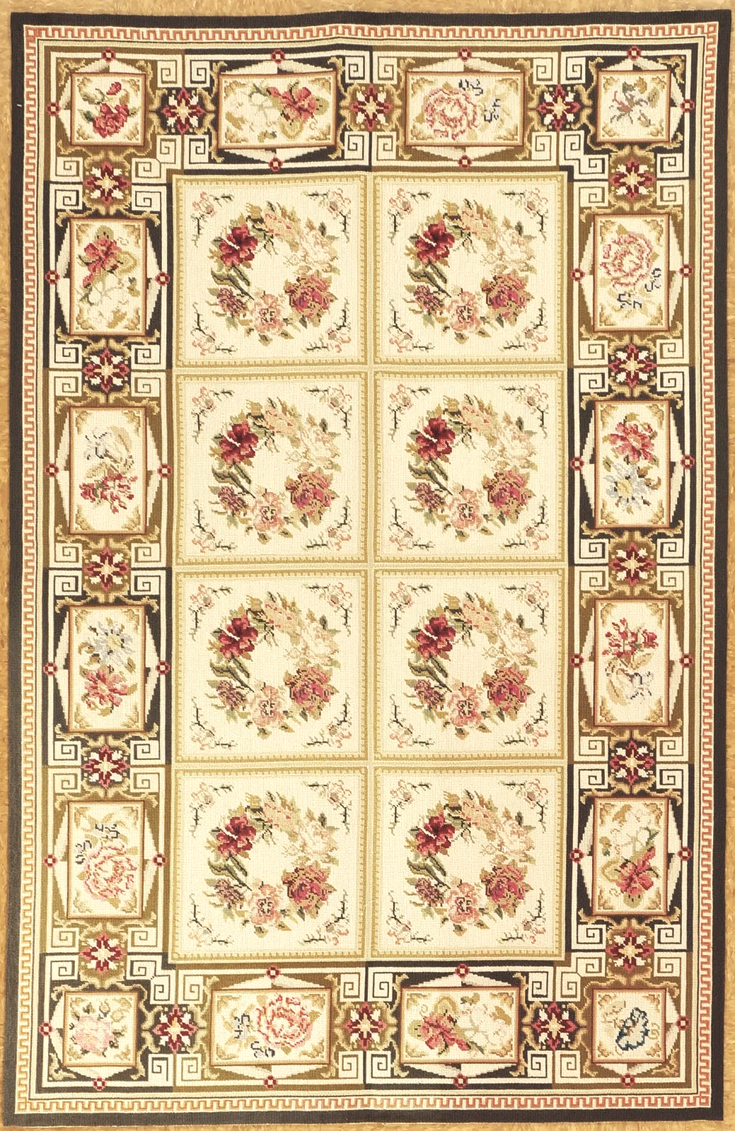 French aubusosn design, hand woven 4 x 6 new woolen needlepoint rug