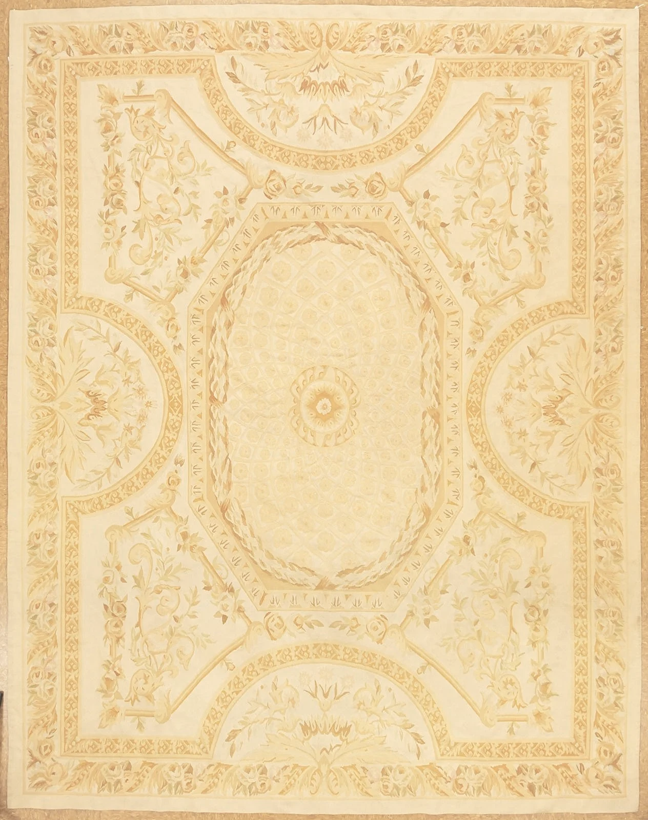 Ivory & Gold Aubusson rug in size 8 x 10