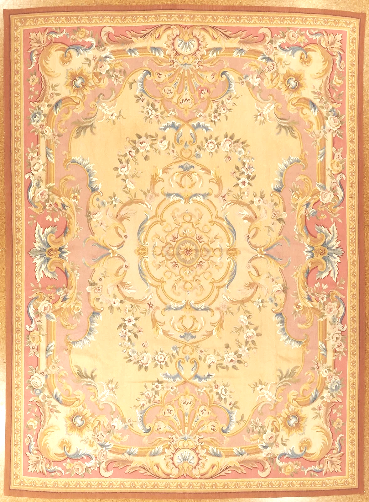 Multicolor 9.5 x 13 Handwoven Woolen Aubusson carpet