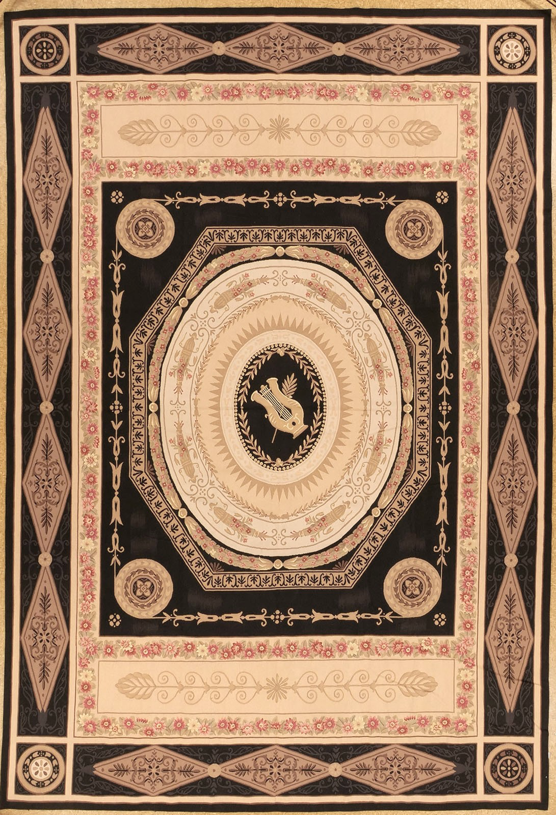 neoclassic black-aubusson-rug in size 10.8 x 15.9