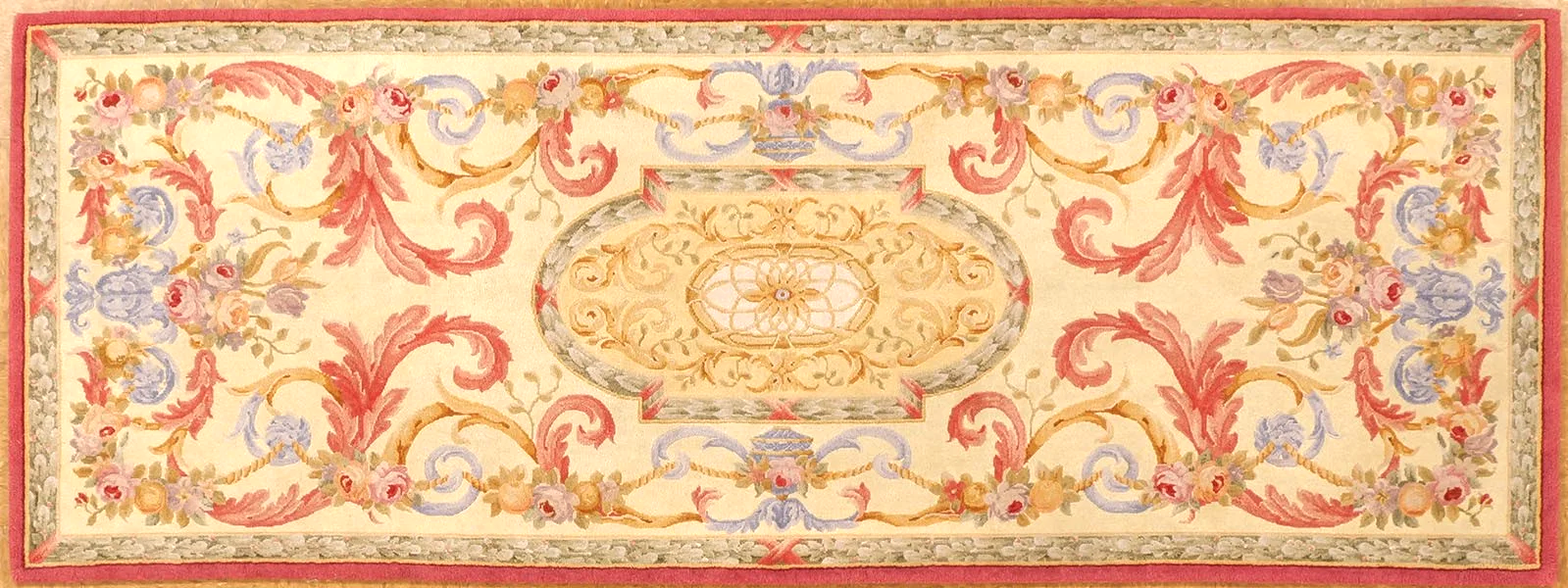 Horizontal image of Hand-knotted 3 x 8 Wool Savonnerie Carpet