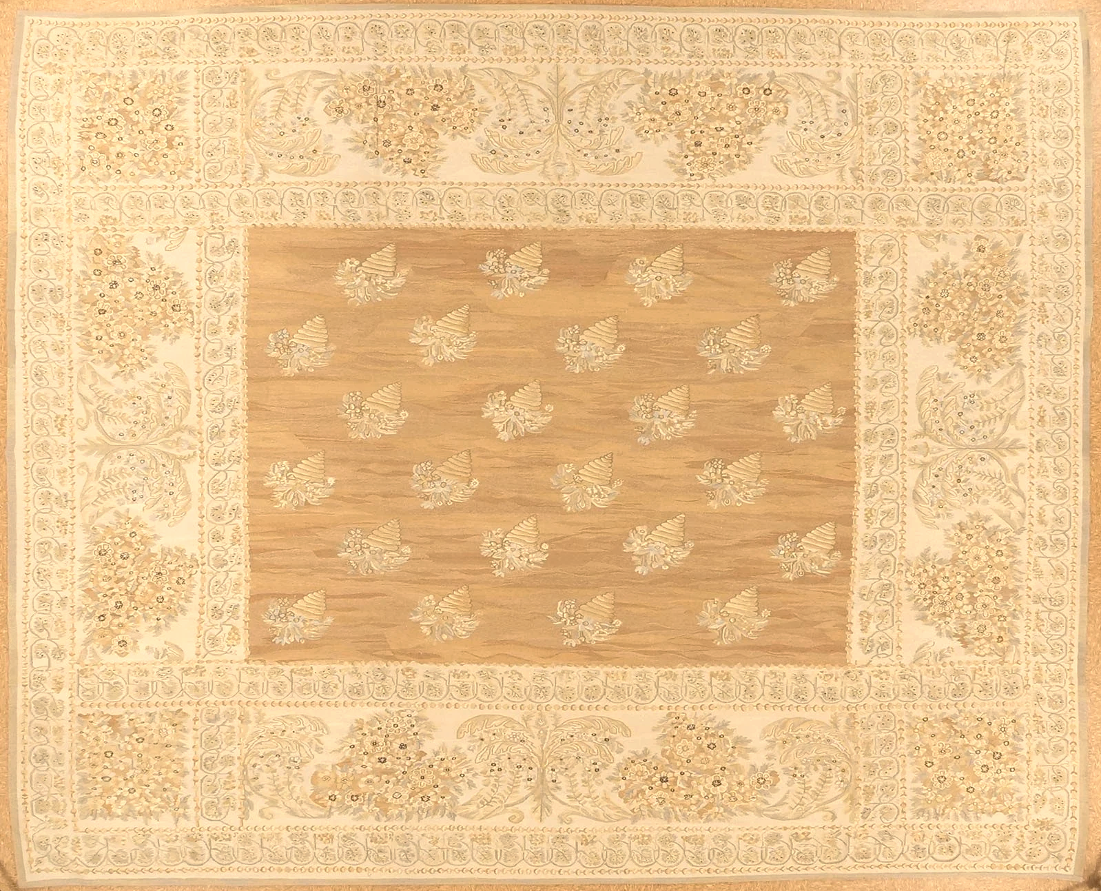 neoclassical handwoven aubusson carpet size 12.2 x15.1