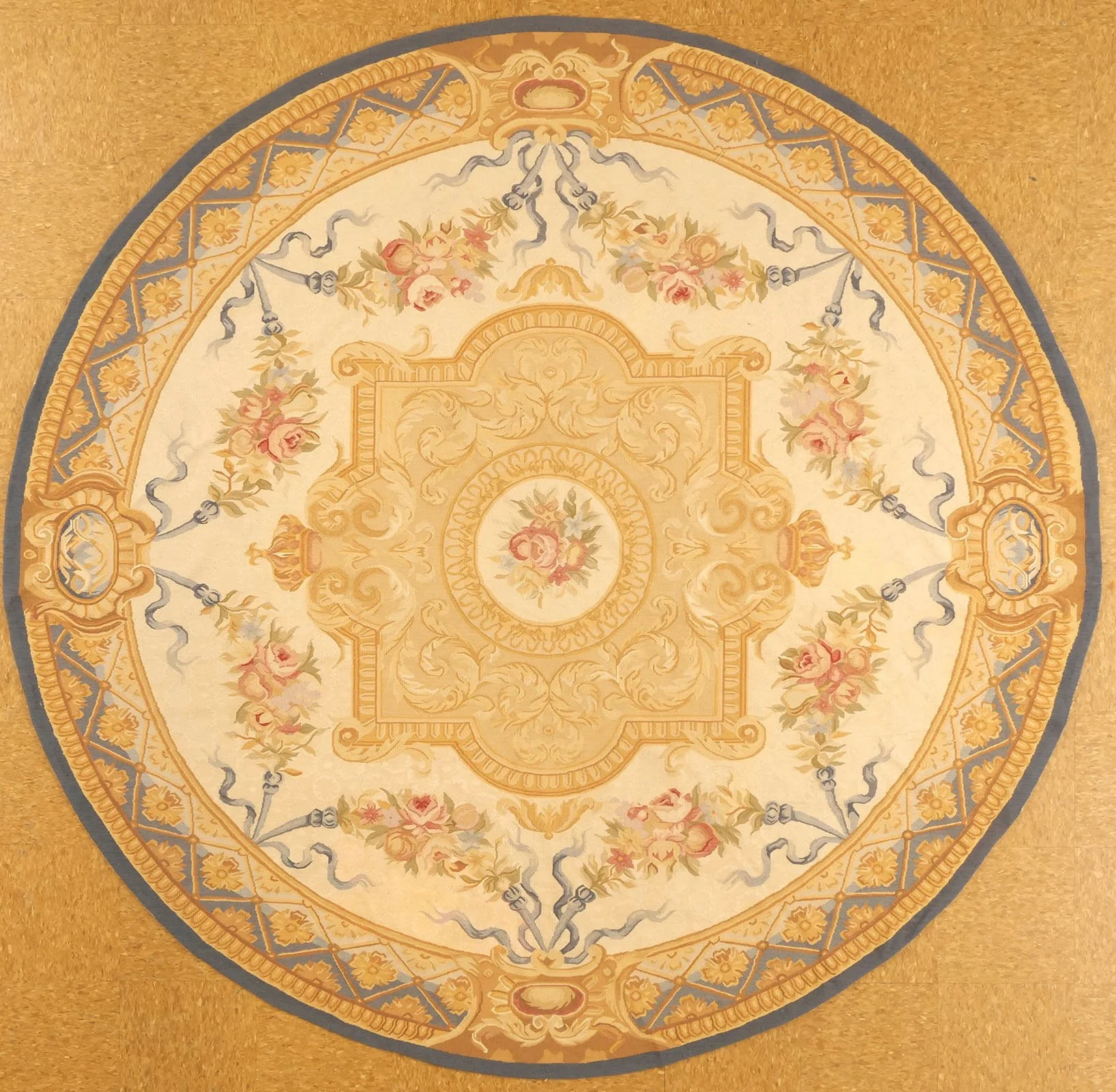 8 x 8 Round Aubusson Rug Style # 1020