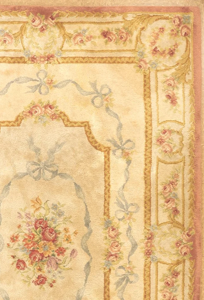 antique French Savonnerie carpet size 6.10 x 10.1 In Pastel colors