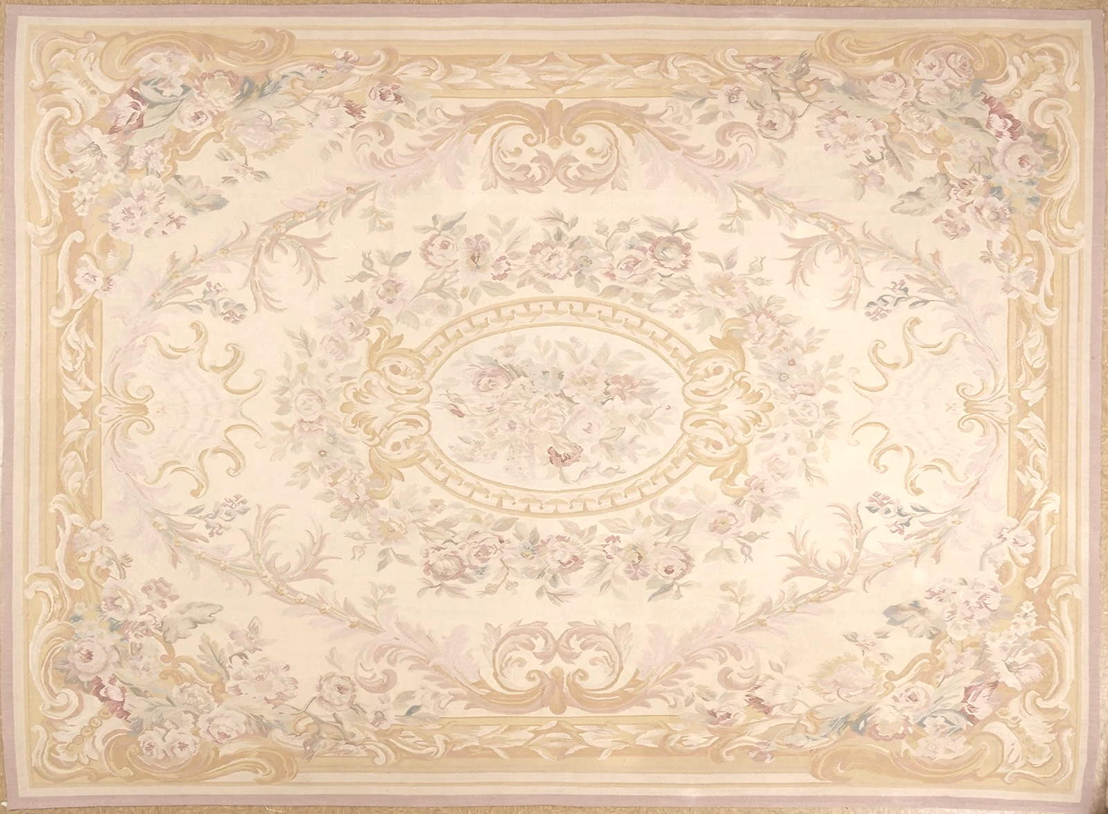 8.9 x 12.1 Handwoven new Aubusson carpet in pastel colors