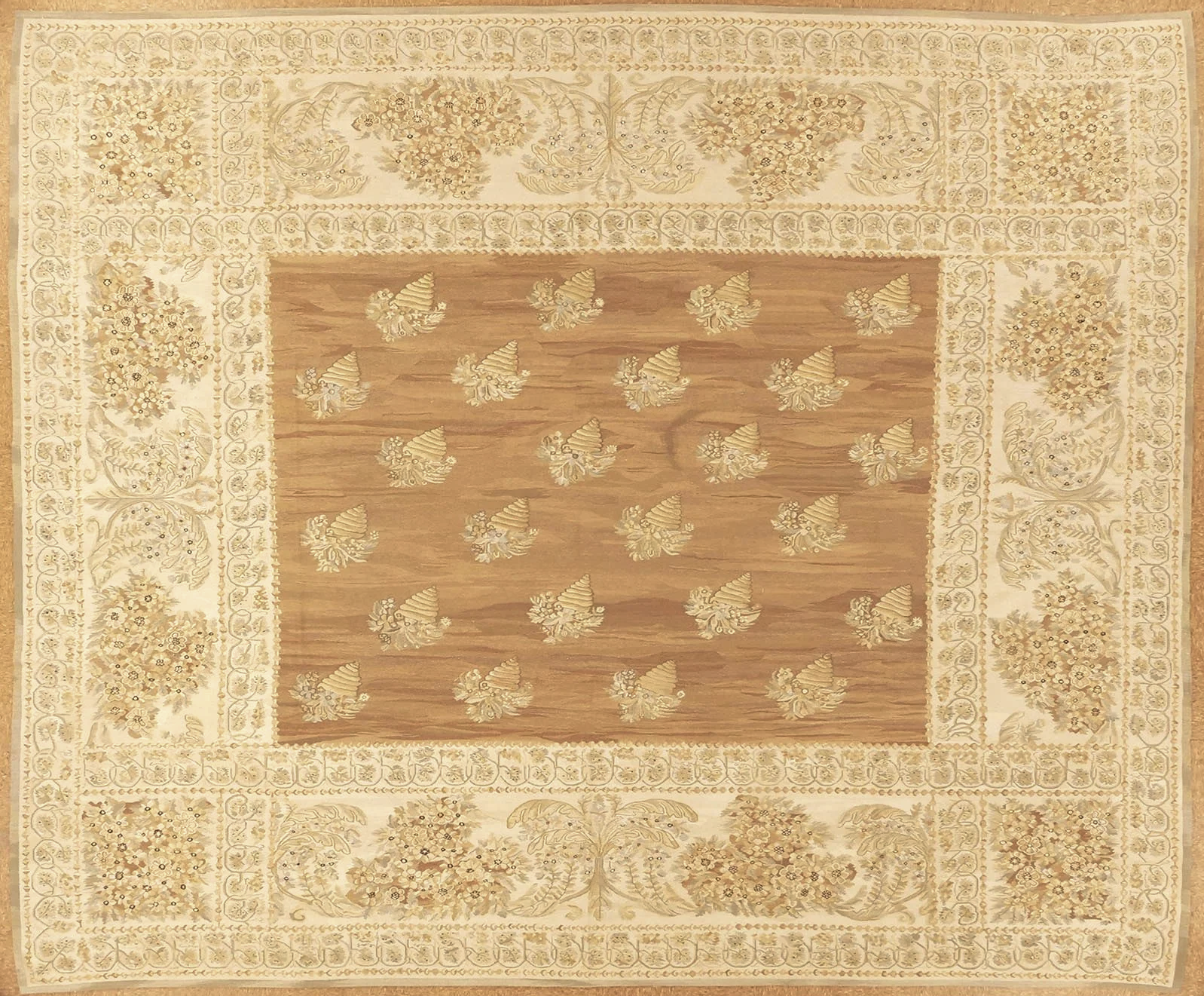 handwoven aubusson carpet made in Europe, New Size 12.5 x 14.11