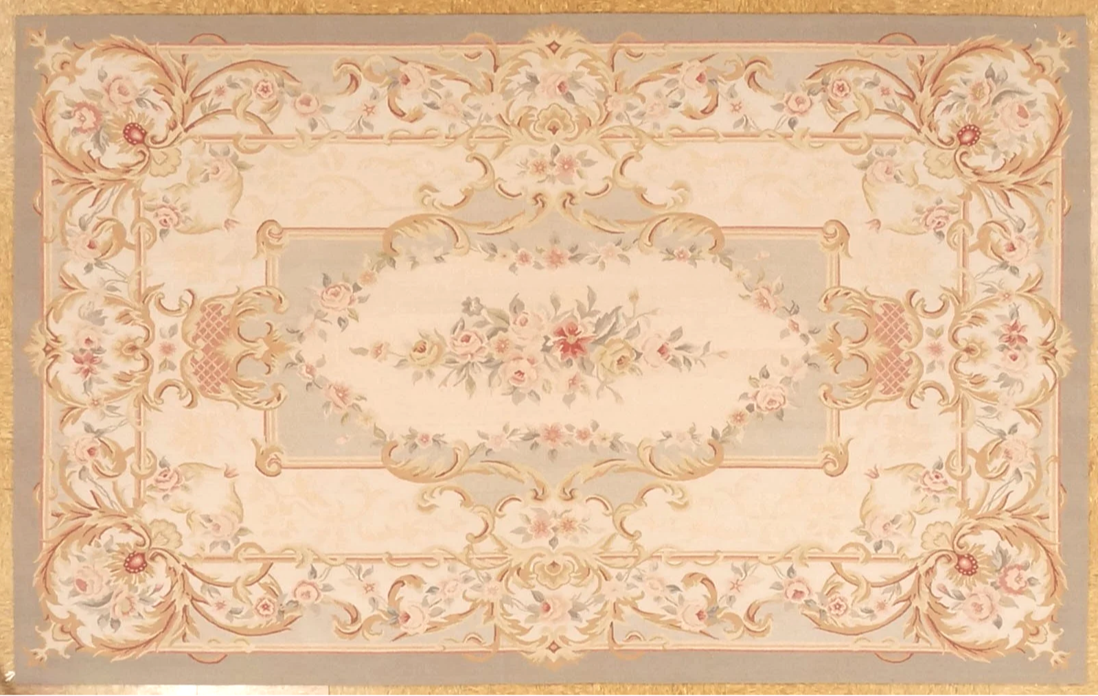 New Woolen Pastel Aubusson Rug Size 5.1 x 8.2