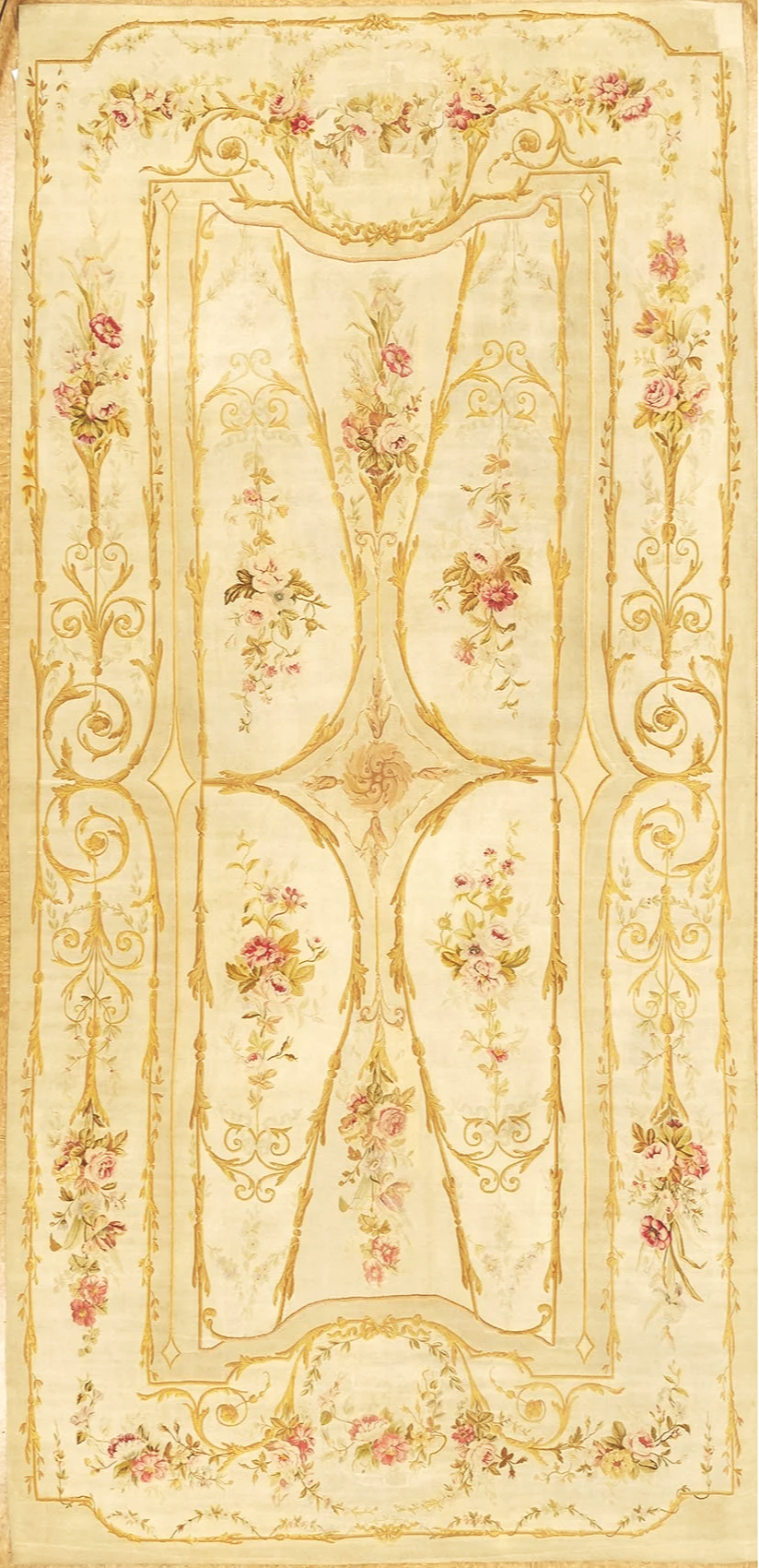 5.11 x 12.4 Antique French Aubusson Carpet