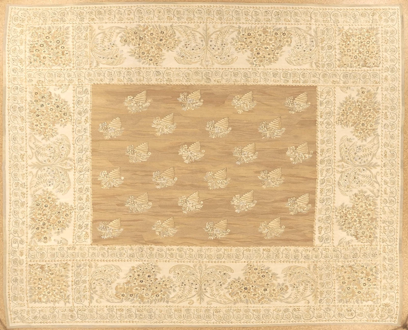 New handwoven aubusson carpet, woven in Europe size 12.2 x 15.1
