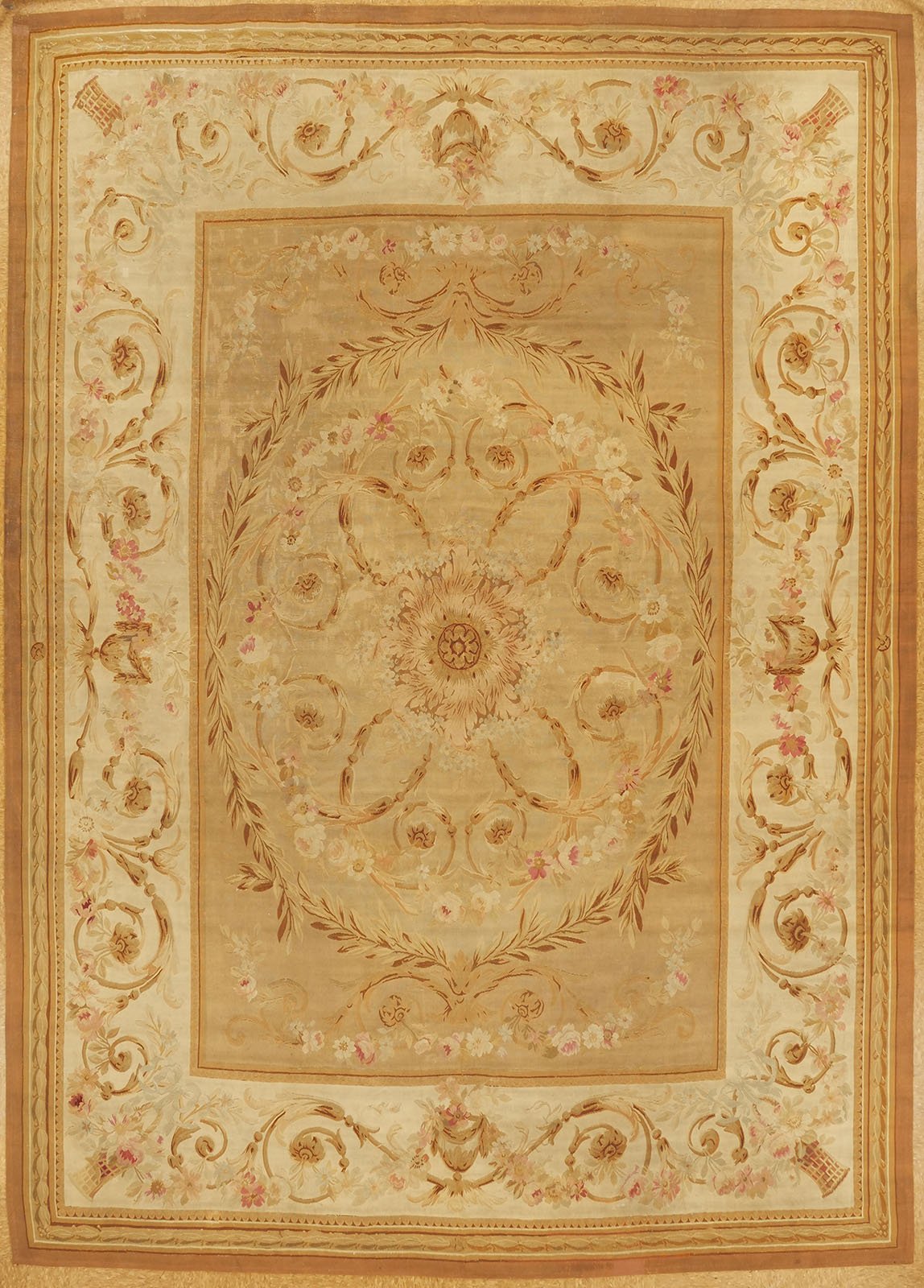 9.5 x 13.4 Antique French Aubusson 1157