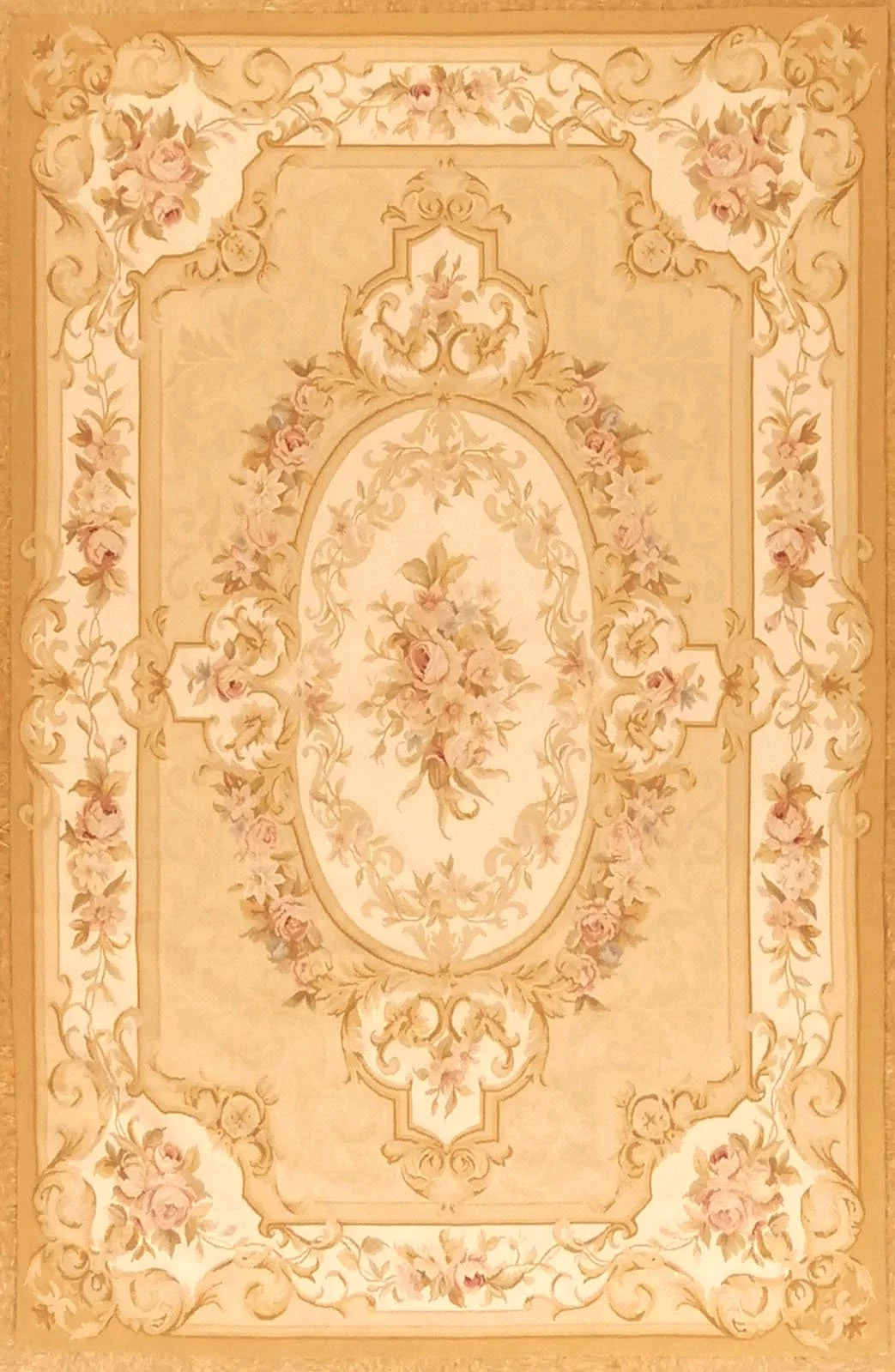 6+x+9.3+Aubusson+1330+ cream colors handwoven wool aubusson