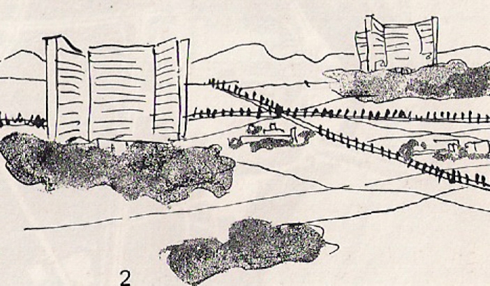 Le Corbusier, La Ville Radieuse (1924) conceptual sketch. 