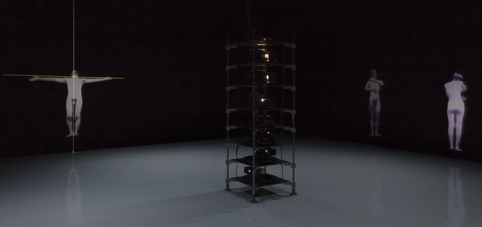 Teiji Furuhashi, Lovers , 1994, computer controlled, five-channel laser disc/sound installation with five projectors, two sound systems, two slide projectors, and slides (color, sound). © 2017 DUMB TYPE