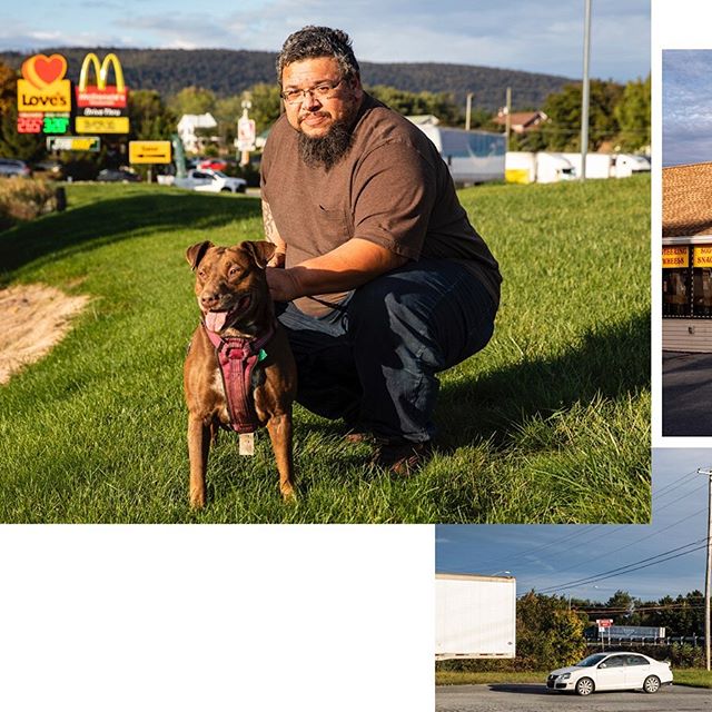 Trucker Ron and Whisky take a break from the road at the chrome palace.