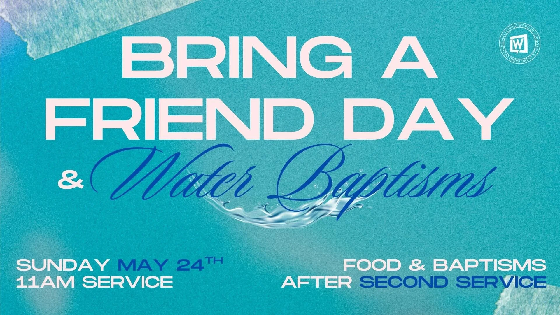 🎉 Tomorrow is our Bring a Friend Day &amp; Baptisms! 🌊🙌

Join us for a powerful time in God&rsquo;s presence and invite someone with you! After our second service, we&rsquo;ll be having baptisms along with FREE food and fellowship! 🍔🌭🥤

Service