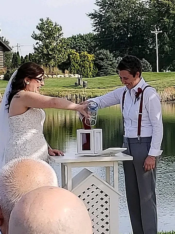 A unity sand ceremony can give you a keepsake. You might involve other family members in your ritual.