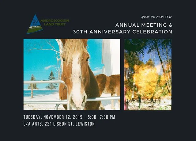 Join me this Tuesday, Nov. 12th for a night of celebration of conservation in Maine. Come share in my work with @androscoggin_land_trust on their 30th hosted and curated by @lewistonauburnarts ! #landconservation #maineartist #environment #environmen