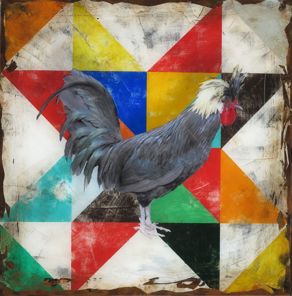 PRIMARY HEN, 24 X 24, $4,200 USD