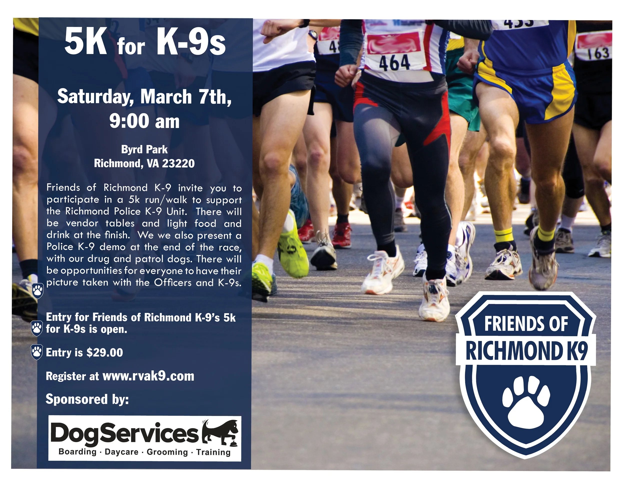 159 runners joined us for our first annual "5K for K'9's". Thanks to our participants, sponsors, volunteers and Board Members. Together we raised over $7,400 for our unit. https://youtu.be/cEDbxFpe4Ws