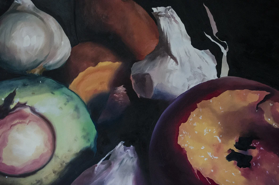 Still Life with Peach & Avocado