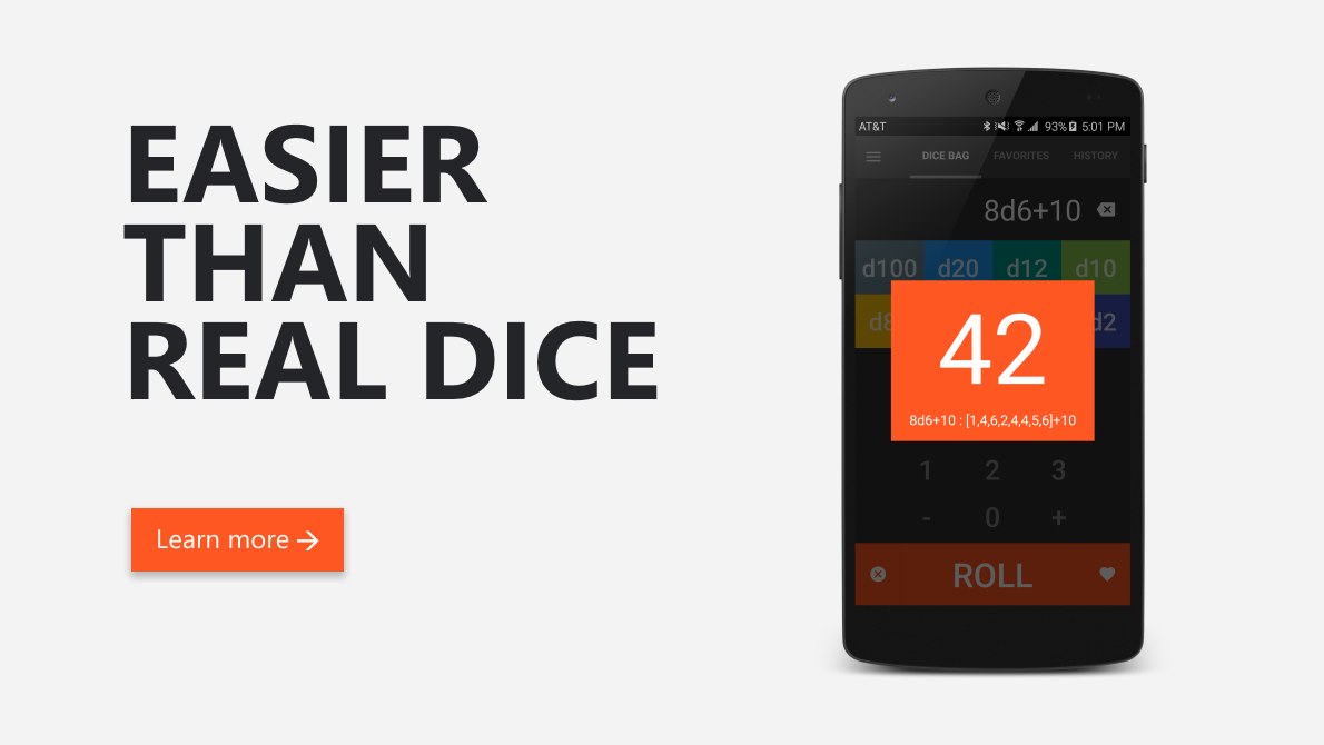  With just a few taps, you can roll any number of dice (with or without modifiers)&nbsp;and see the results added up for you. CritDice lets you focus your mental prowess on the game - not on adding those 8 dice while your friends laugh at you for tak