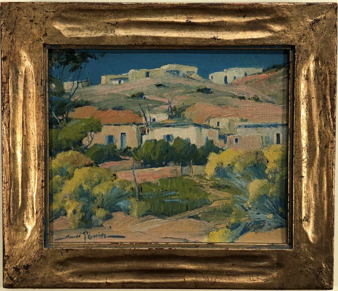 Artist: Gerald Ira Diamond Cassidy (1879 - 1934) 
Active: New Mexico, California, Ohio
Title: Hillside from Studio Window, Santa Fe, NM
Category: Painting
Medium: Oil
Ground: Artist&rsquo;s Board
Signature: Signed Lower Left
Size: 9 x 11 inches
Style