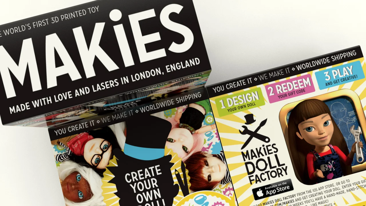 Makies packaging visual top view.