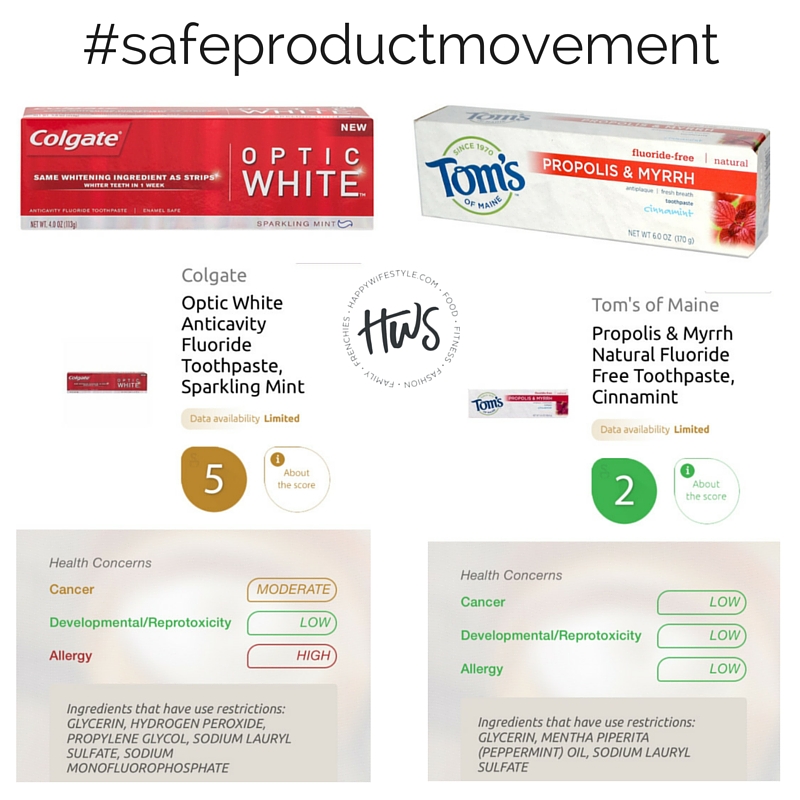 As you can see in the EWG Skin Deep app, the score on the Colgate just isn't okay with me anymore. I've been putting ingredients that only "moderately" cause cancer directly onto my gums twice a day? That's going right into our bloodstream! Not okay. Make a "switch" to a safer product for your family. I feel so much better now every time I brush now that I've switched. Toothpaste may be something you may not remember to switch, so check yours!