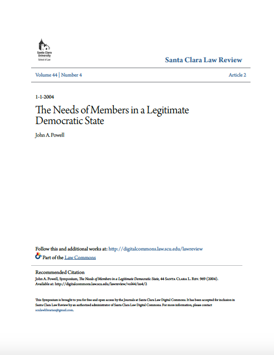 Santa Clara Law Review: The Need of Members in a Legitimate Democratic State