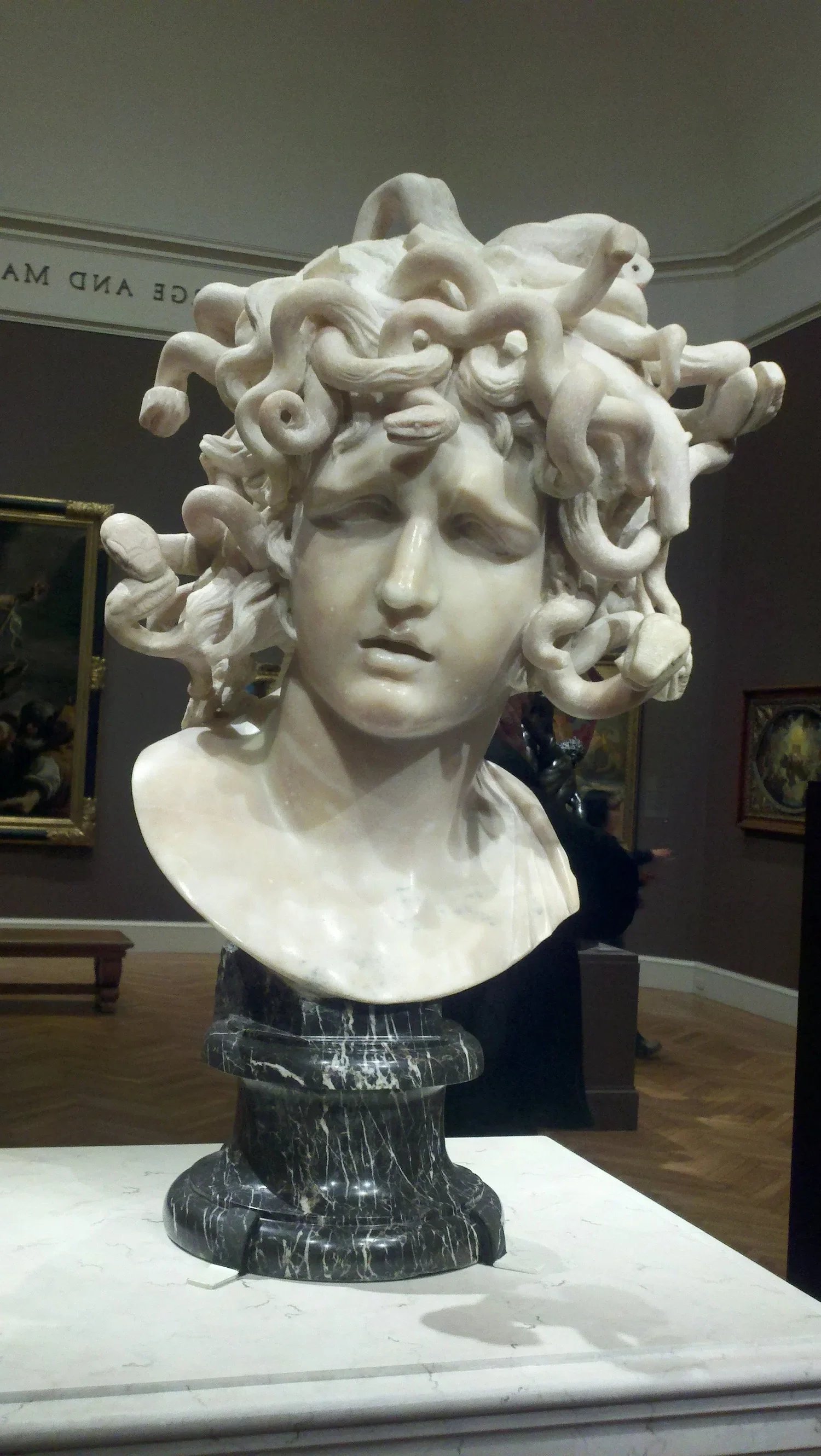 Bernini’s Medusa sculpture reference, showing the sorrowful expression, snake-covered head, and emotional transformation behind the Medusa tattoo.